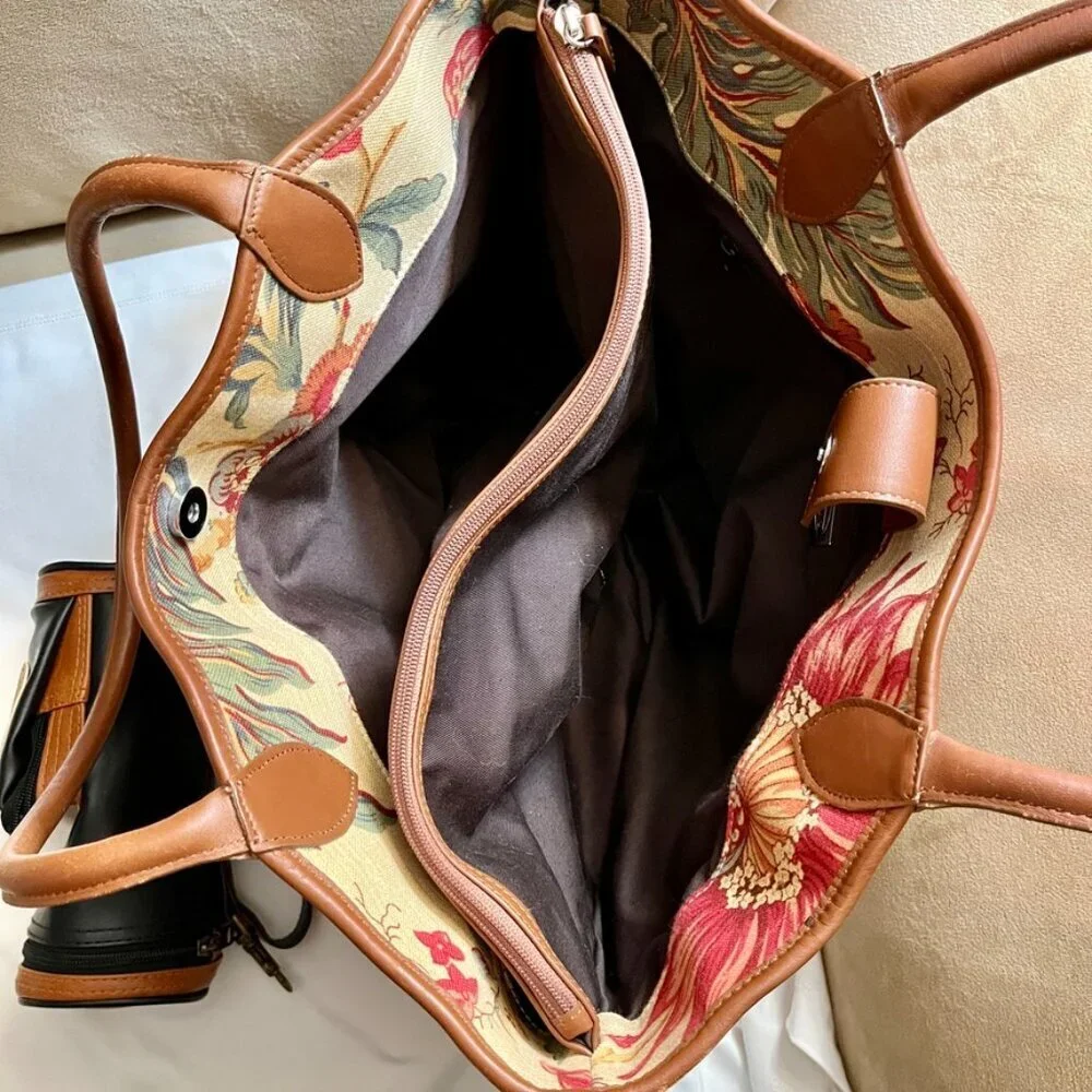 Talbots Floral Canvas Tote & Wristlet Set